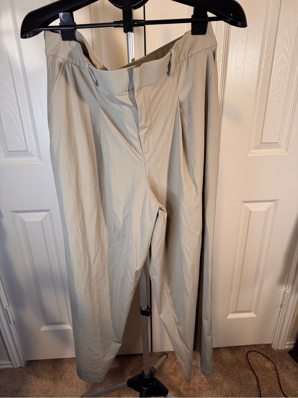 High-Rise Cream Pleated Trousers